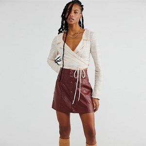 New Free People Eloise Wrap Pink Long Sleeve Top Size M